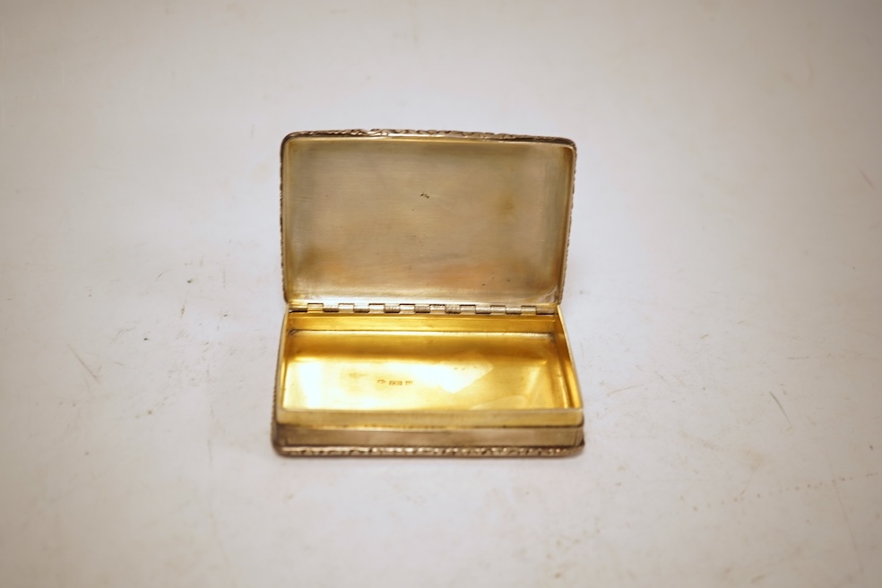 A Victorian silver rectangular table snuff box, Edward Smith, Birmingham, 1838, 86mm, 5.3oz.